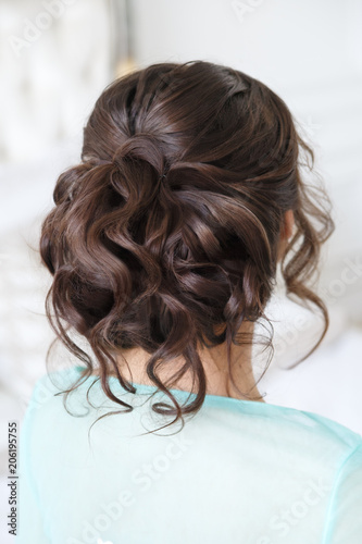 Elegant wedding hairstyle rear view.