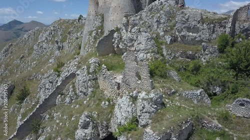 Rocca Calascio castle panoramic aerial view