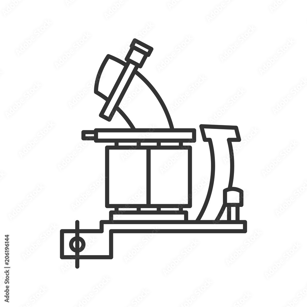 Fototapeta premium Tattoo machine frame with coils linear icon
