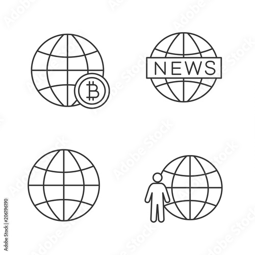 Worldwide linear icons set