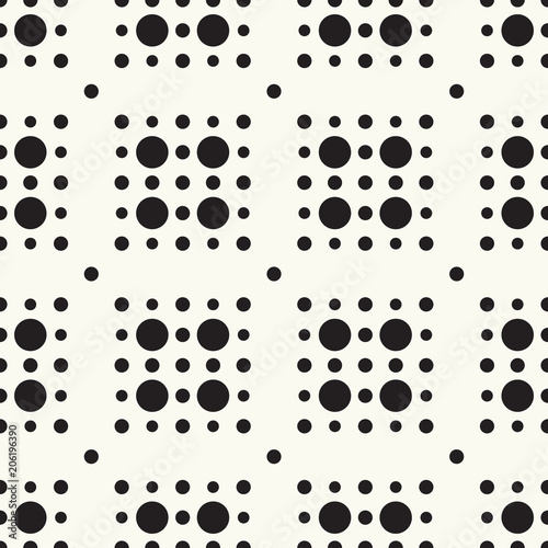 Seamless pattern halftone design. Modern textile print with cute dots. Vector fashion background. Grid of circles.