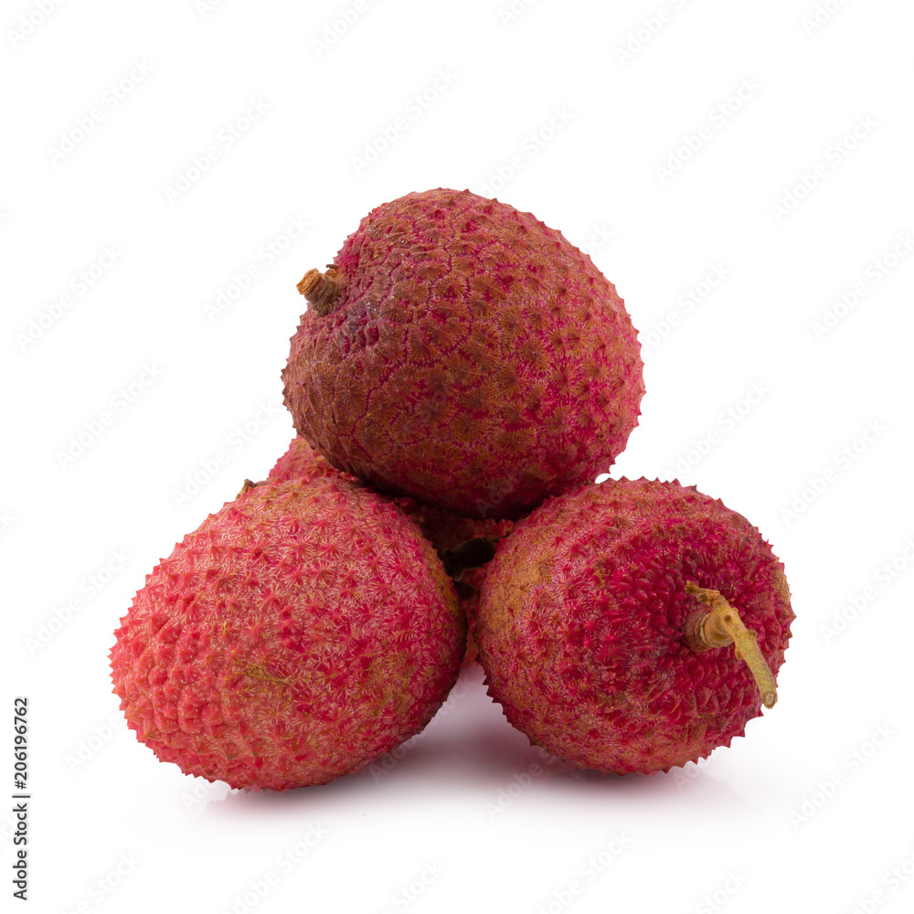 Fresh lychees isolated on a white background Fresh lychees isolated on a white background