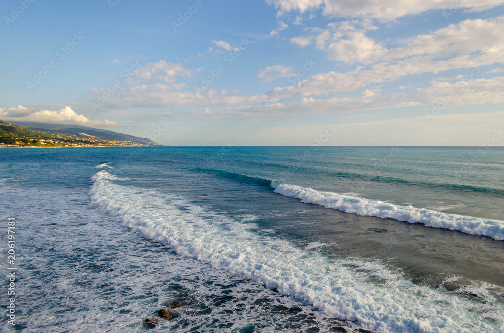 Obraz premium Sea coast near the city of Diamante, the Mediterranean Sea, Calabria, Italy. Wonderful places for summer holidays