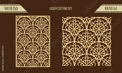DIY Laser Cutting set. Woodcut Vector Trellis Panel. Plywood Lasercut Eastern Design. Rising Sun seamless pattern for printing, engraving, paper cutting. Stencil lattice ornament.