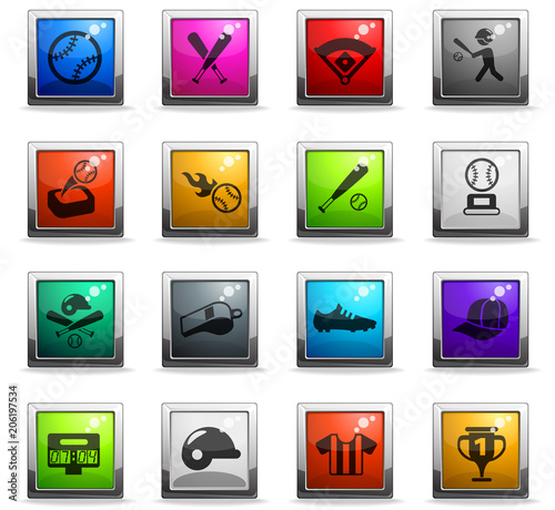 baseball icon set