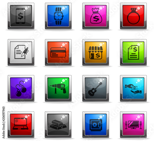 pawn shop icon set