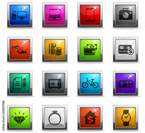 pawn shop icon set