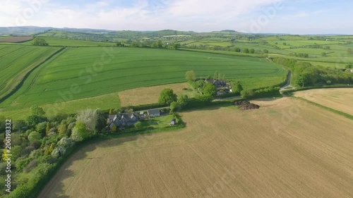 Aerial Shot Of Farm And Countryside Landscape