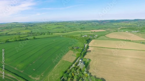Aerial Shot Of Farm And Countryside Landscape