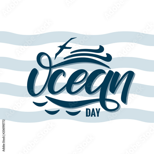 Hand drawn World Oceans Day lettering