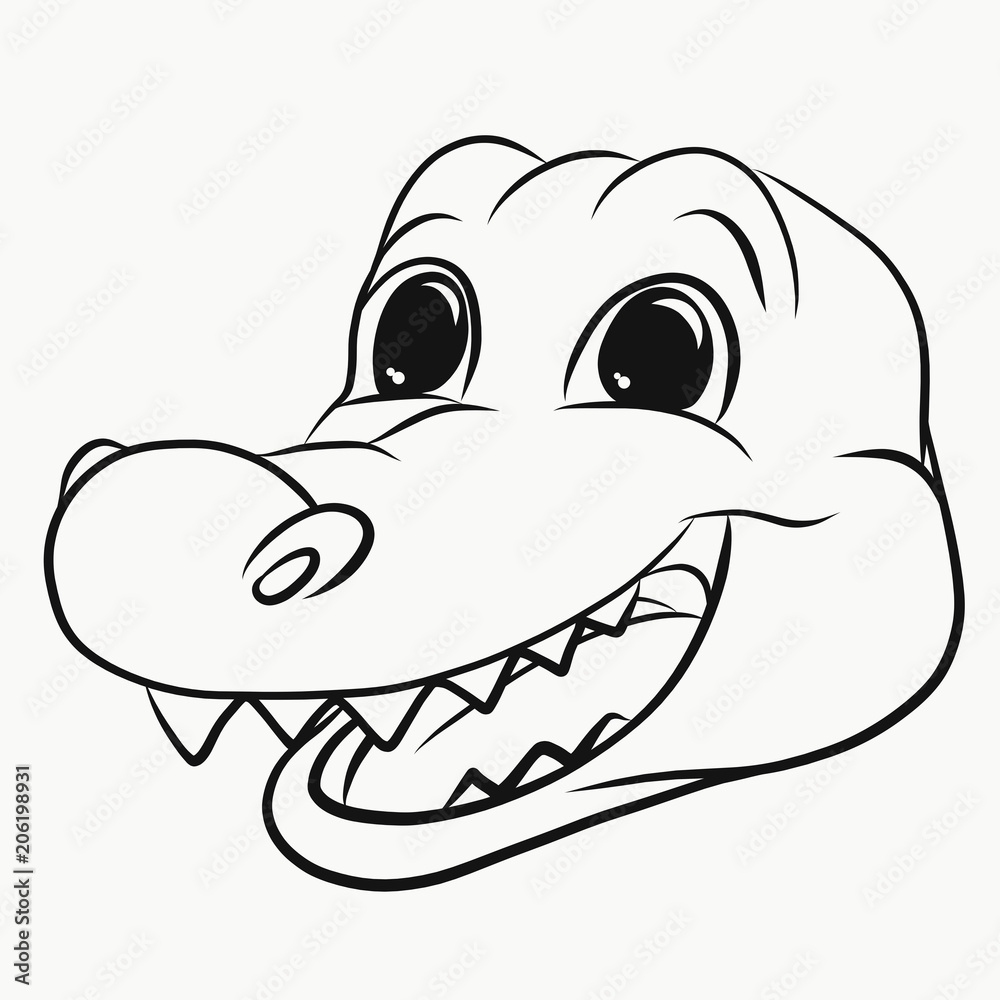 Funny kind happy crocodile, head