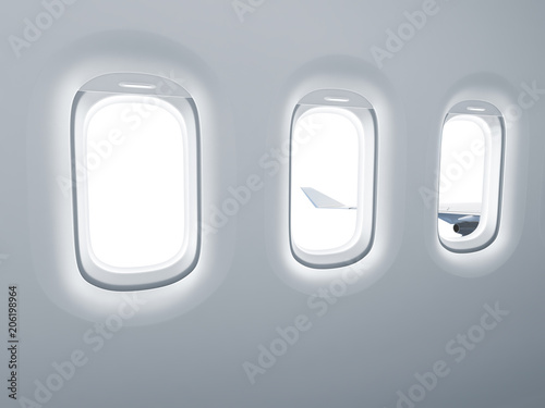 Airplane windows for view insertion with clipping path included