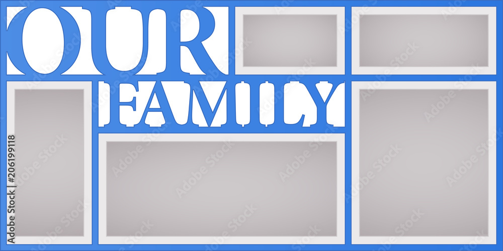 Collage of photo frames vector illustration, background. Sign Our family  and design element with blank photo frames with borders Stock Vector |  Adobe Stock