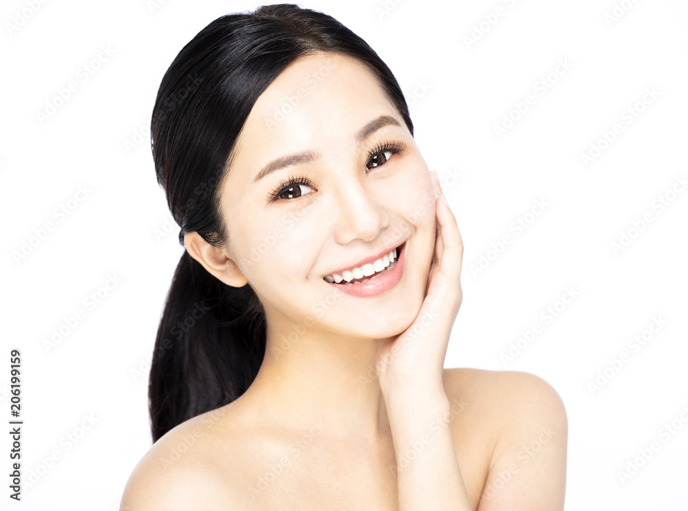 close up smiling young beauty face close up smiling young beauty face