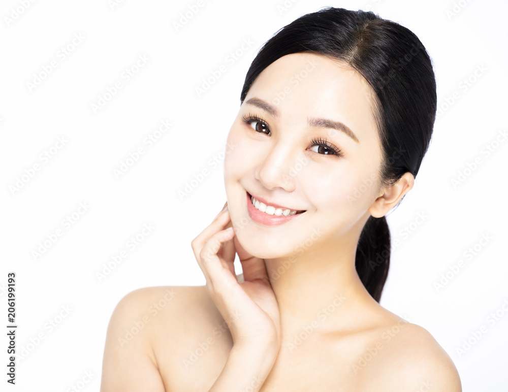 close up smiling young beauty face