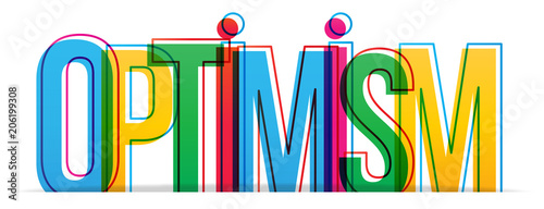 Optimism colorful word. Vector illustration.