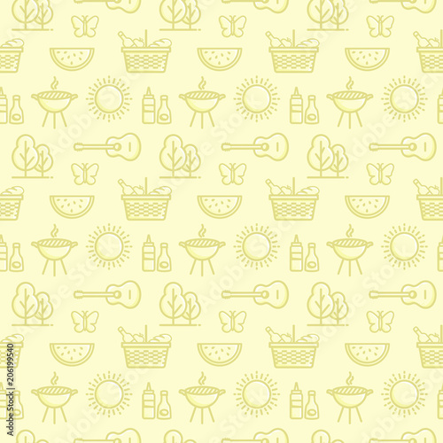 Seamless picnic pattern. Summer outdoor recreation. Vector background
