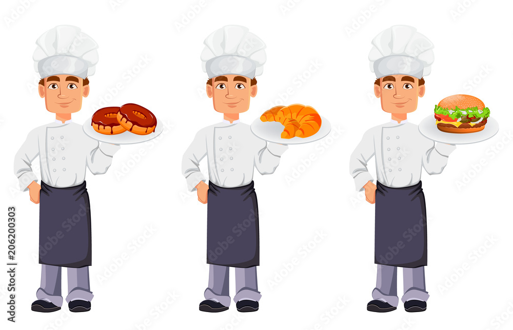 Handsome baker in professional uniform Handsome baker in professional uniform