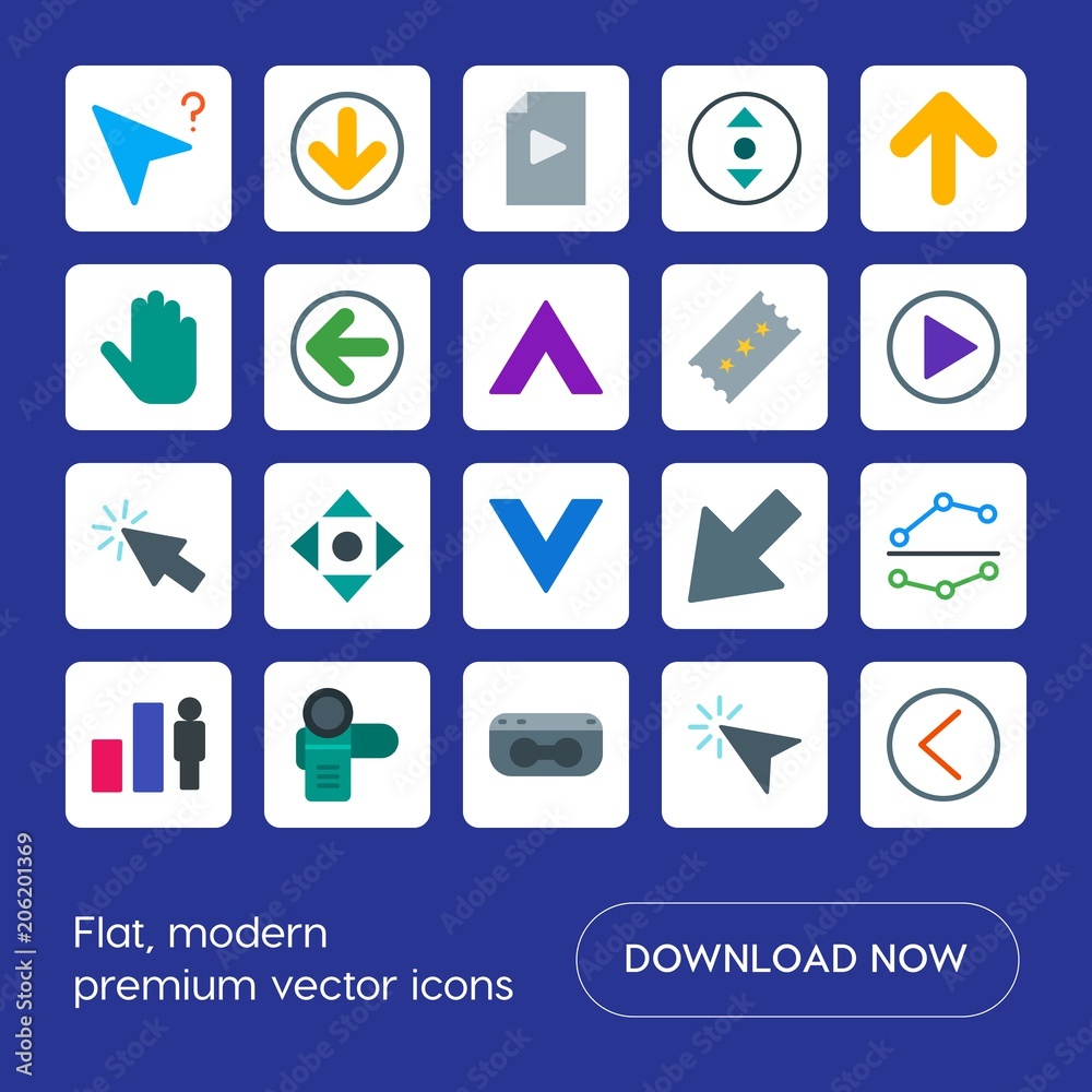 Modern Simple Set of arrows, charts, video, cursors Vector flat Icons. Contains such Icons as arrow, network, financial, mouse, video and more on blue background. Fully Editable. Pixel Perfect Modern Simple Set of arrows, charts, video, cursors Vector flat Icons. Contains such Icons as arrow, network, financial, mouse, video and more on blue background. Fully Editable. Pixel Perfect