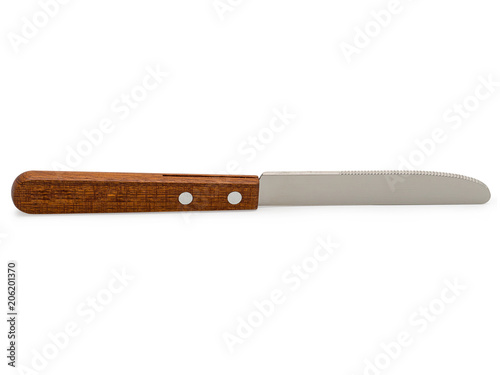 Steak knife, with wooden handle.(clipping path)