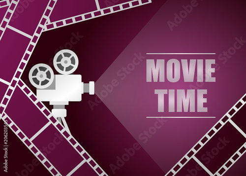 Retro movie projector with movie strip