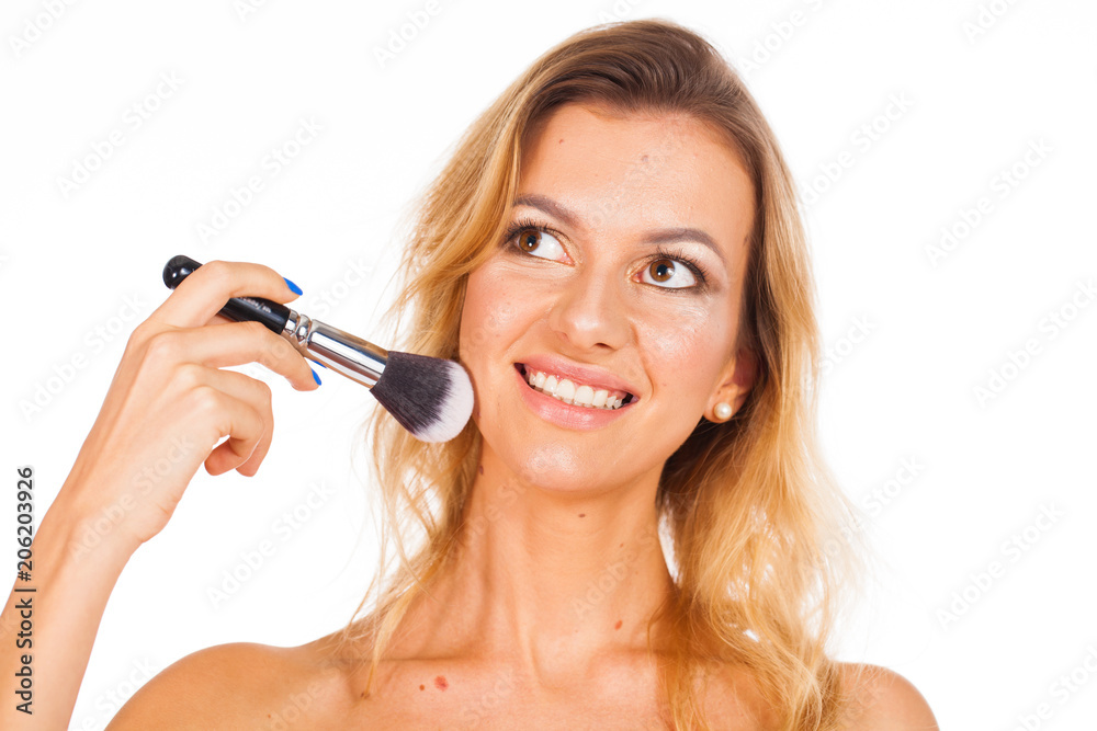 Make up style. Young woman with moles on her face - without retouching Make up style. Young woman with moles on her face - without retouching