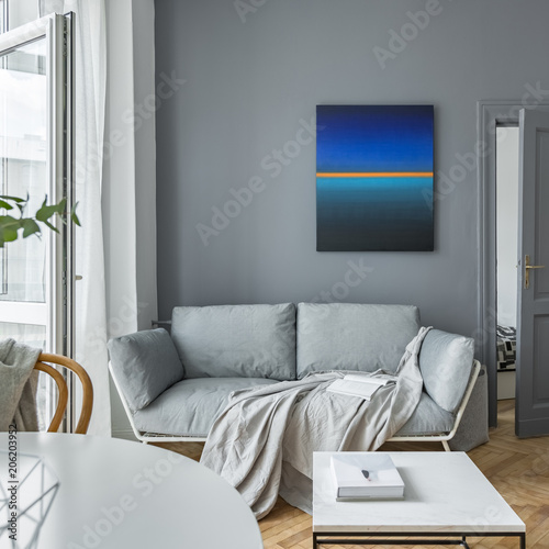 Scandinavian style, gray living room