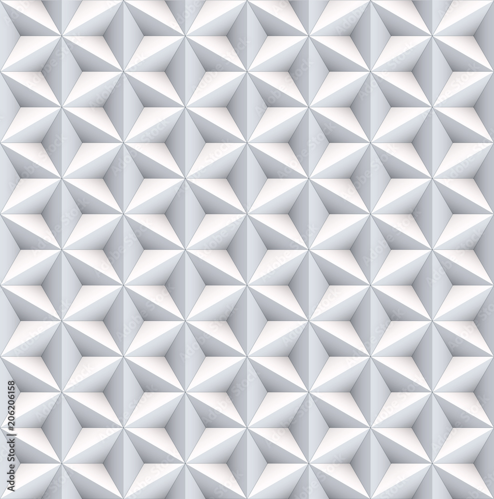 Naklejka Six 6 point star pearl nacreous white seamless pattern background.