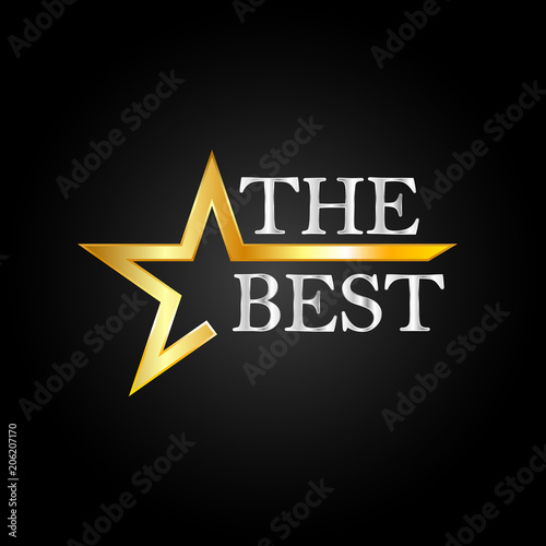 Icon of the golden star with the inscription "THE BEST". Vector illustration