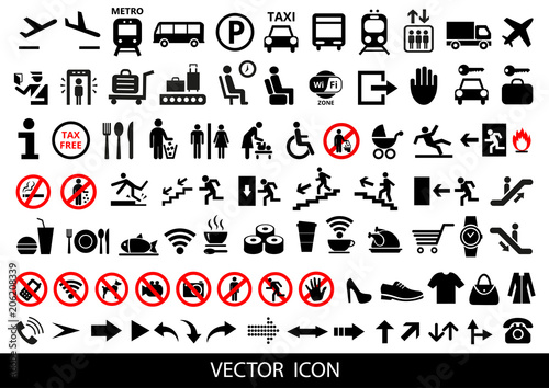 Set of public icons on white background. Vector illustration.