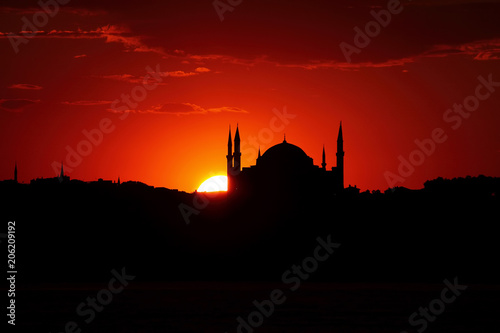 Ramadan time with the muslim city istanbul silhouette © bt1976