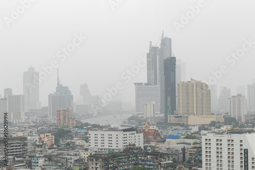 bangkok city building in the raining day