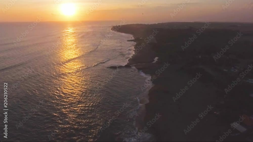 Sunset On a Bali Echo Beach Drone View in Indonesia Sunset On a Bali Echo Beach Drone View in Indonesia