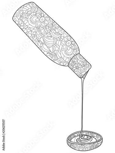 Anti-stress coloring for adults and children. care product, flowing jet black lines on a white background. Patterns of flowers vector