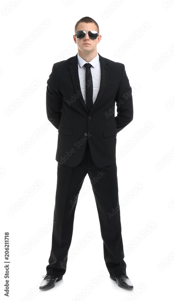 Male security guard in uniform on white background Male security guard in uniform on white background