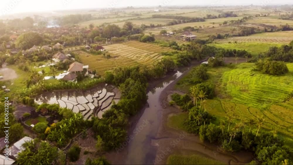 Aerial view of rice terrace near to Echo beach Bali in Indonesia Aerial view of rice terrace near to Echo beach Bali in Indonesia
