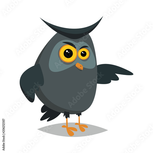 Angry owl.Vector illustration for web.Flat style.