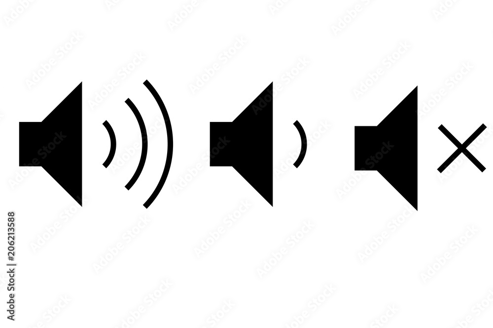 Volume max. Speaker icons on white background