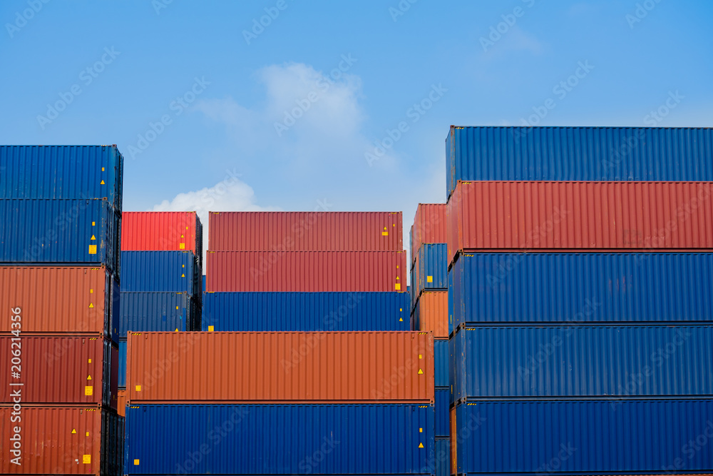 Fototapeta premium Container cargo at shipping yard for export to oversea.