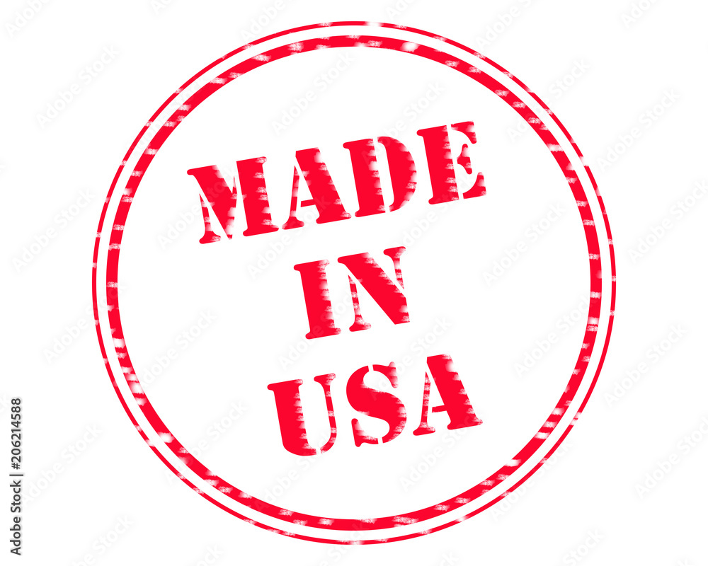 MADE IN USA RED Stamp Text on Circle white backgroud MADE IN USA RED Stamp Text on Circle white backgroud
