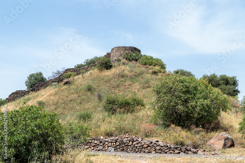 The ruins  of the ancient Jewish city of Gamla on the Golan Heights destroyed by the armies of the Roman Empire in the 67th year AD photo