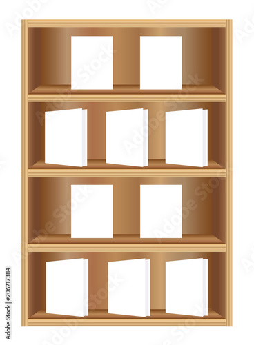 Bookcase with white books vector