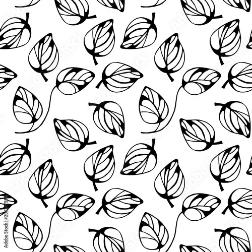 seamless pattern. branches and leaves. graphic arts.
