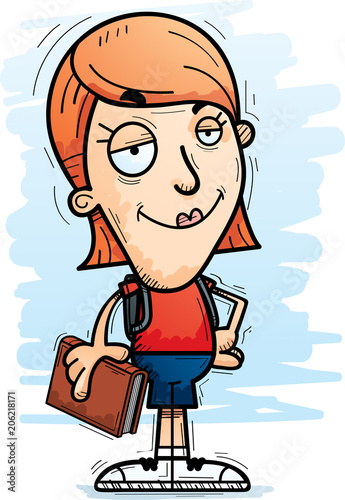 Confident Cartoon Woman Student
