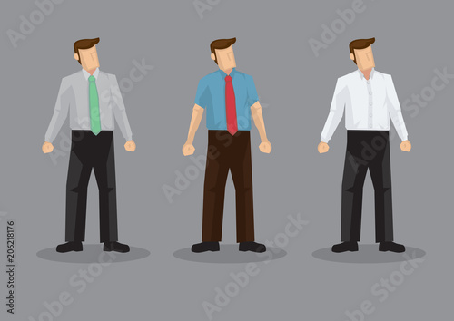 Mens Work Fashion Vector Cartoon Illustration