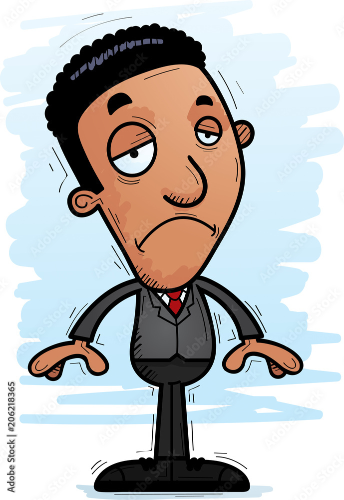 Sad Cartoon Black Businessman
