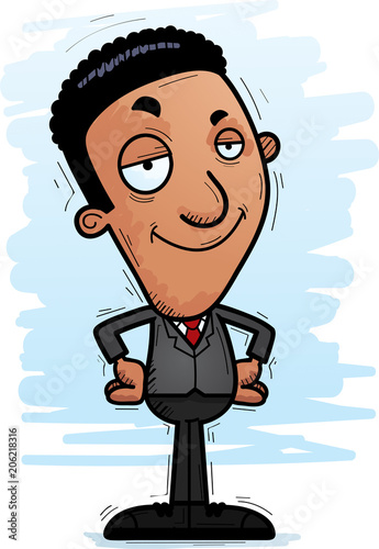 Confident Cartoon Black Businessman