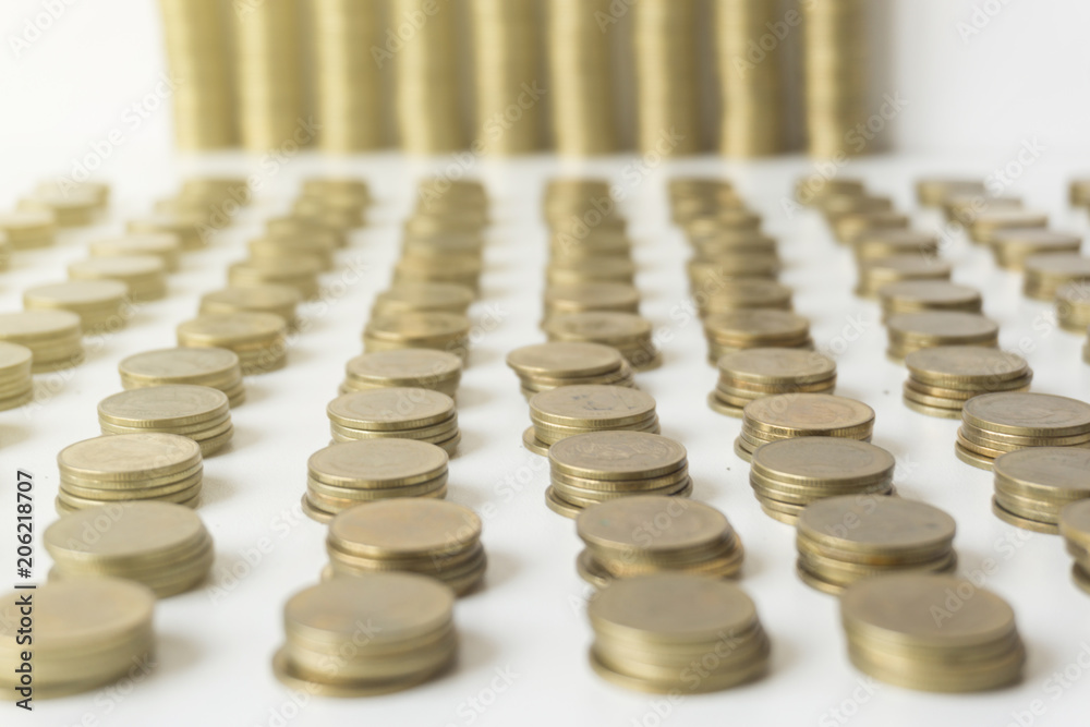 Golden coin on white background, Saving money concept. Golden coin on white background, Saving money concept.