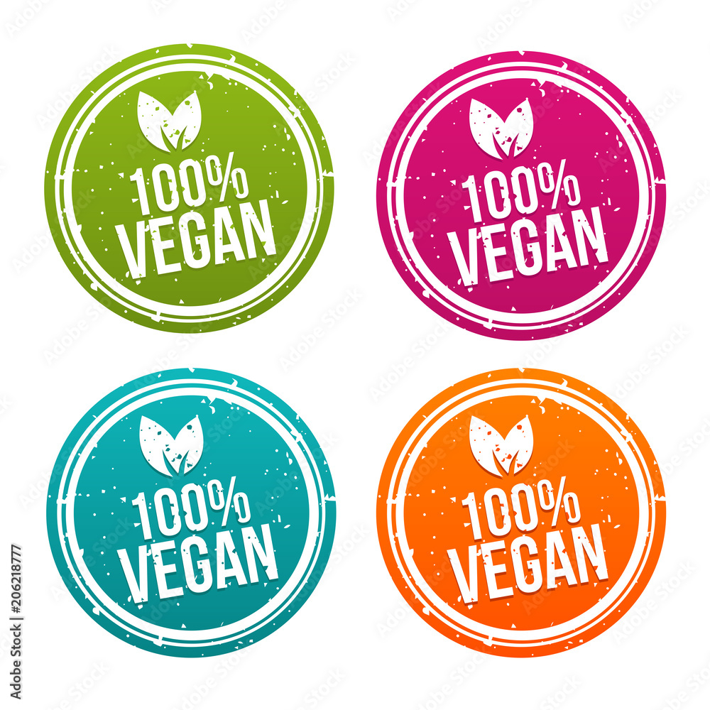 100% Vegan Button Set in verschiedenen Farben.
