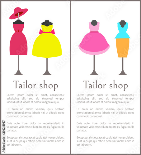 Tailor Shop Pages Collection Vector Illustration